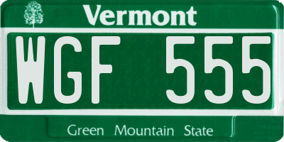 VT license plate WGF555