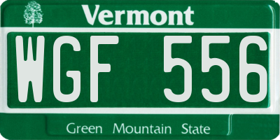 VT license plate WGF556