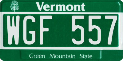 VT license plate WGF557