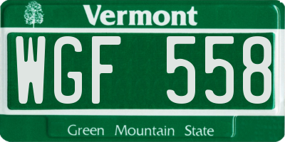 VT license plate WGF558