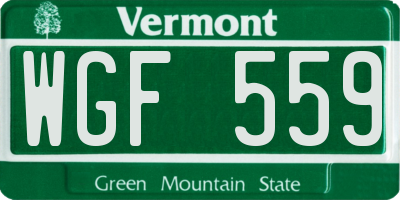 VT license plate WGF559