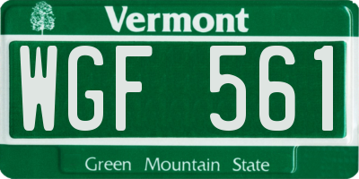 VT license plate WGF561