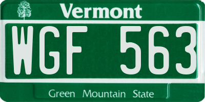 VT license plate WGF563