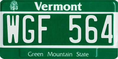 VT license plate WGF564