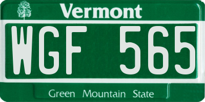 VT license plate WGF565