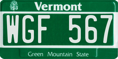 VT license plate WGF567