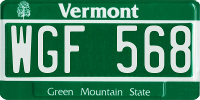 VT license plate WGF568