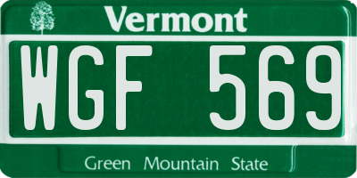 VT license plate WGF569