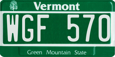 VT license plate WGF570