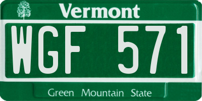 VT license plate WGF571