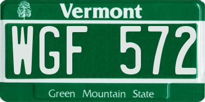 VT license plate WGF572