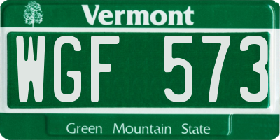 VT license plate WGF573