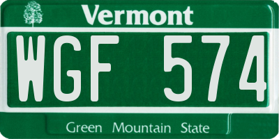 VT license plate WGF574