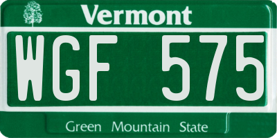 VT license plate WGF575