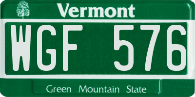 VT license plate WGF576