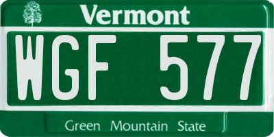 VT license plate WGF577