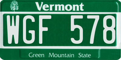 VT license plate WGF578