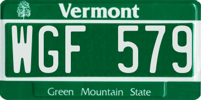 VT license plate WGF579
