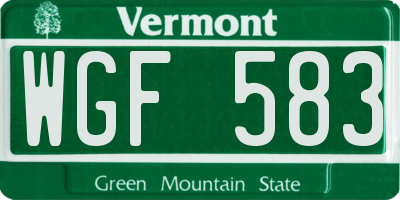 VT license plate WGF583