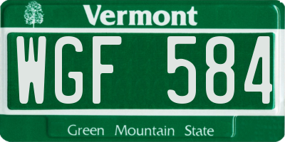 VT license plate WGF584