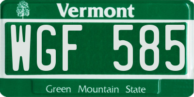 VT license plate WGF585