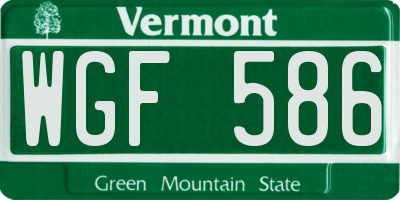 VT license plate WGF586