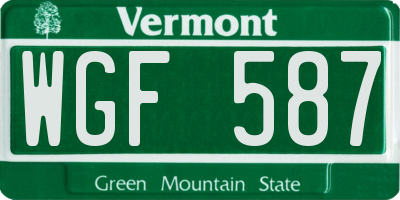 VT license plate WGF587