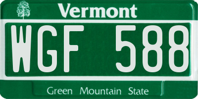 VT license plate WGF588