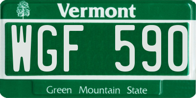 VT license plate WGF590