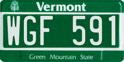 VT license plate WGF591