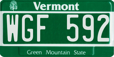 VT license plate WGF592