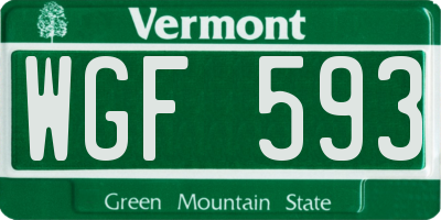 VT license plate WGF593