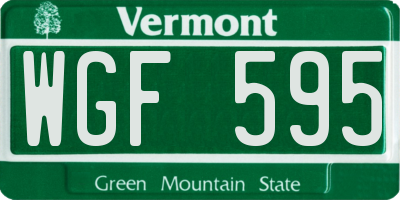 VT license plate WGF595