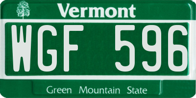 VT license plate WGF596