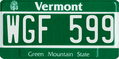 VT license plate WGF599