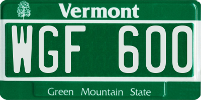 VT license plate WGF600