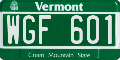 VT license plate WGF601
