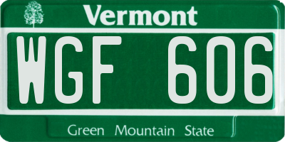 VT license plate WGF606