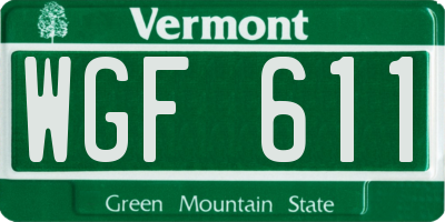VT license plate WGF611