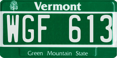 VT license plate WGF613
