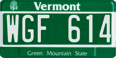 VT license plate WGF614
