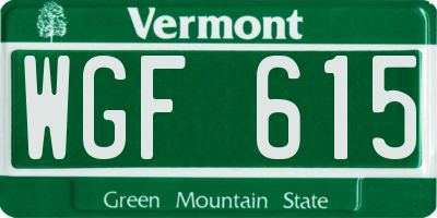 VT license plate WGF615
