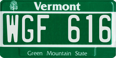 VT license plate WGF616