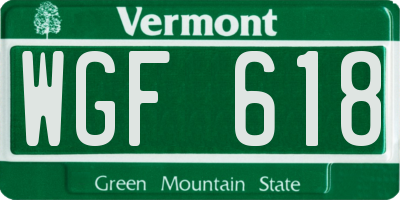 VT license plate WGF618