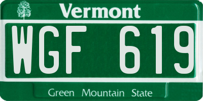 VT license plate WGF619