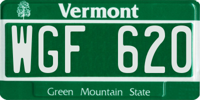 VT license plate WGF620