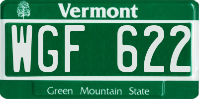VT license plate WGF622