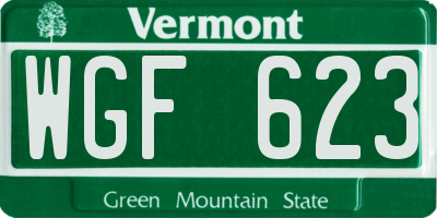 VT license plate WGF623