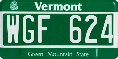 VT license plate WGF624