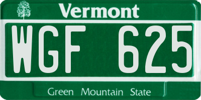 VT license plate WGF625